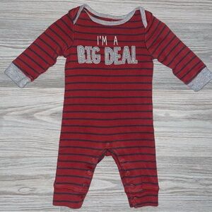 Carter’s Baby Boys 1PC Outfit 0–3M Red & Blue Striped “I’m a Big Deal”